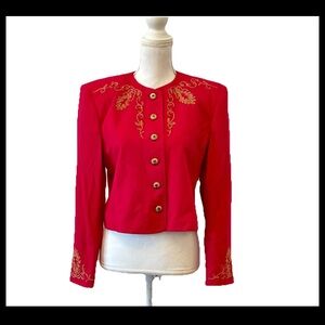 Vtg 80s Evan-Picone Pink Worsted Wool Cropped Jacket Suit Blazer Size 6 Costume